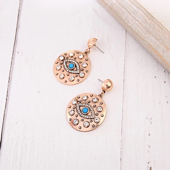 Evil eye gold earrings - Picture 2 of 4